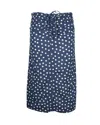 Apc A. P.c. Polka Dot Midi Skirt In Blue Cotton In Blue