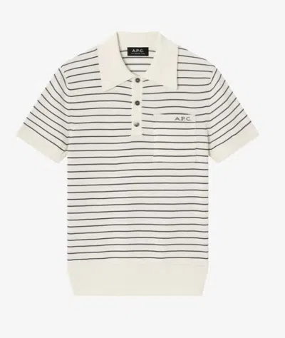 A.p.c. A. P.c. Polo Aline Shirt In 100% Cotton In Ecru/kaki