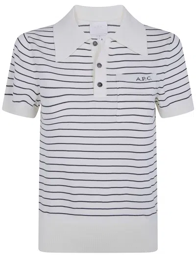 A.p.c. Aline Striped Knit Polo Shirt In Multi