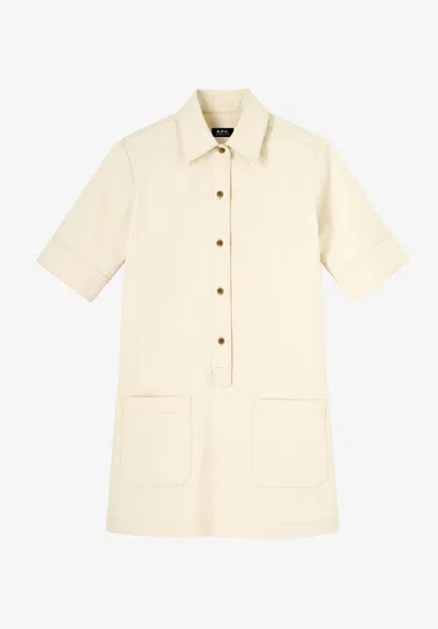 A.p.c. A. P.c. Poly Dress 38 Ecru In Neutral