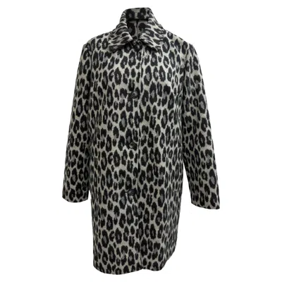 Apc A. P.c. Poupee Leopard-print Coat In Grey Wool In Black