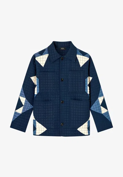 A.p.c. A. P.c. Quilted Jacket Mens L Indigo In Blue