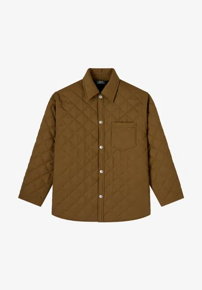 A.p.c. A. P.c. Quilted Wool Jacket Xxs Khaki Green