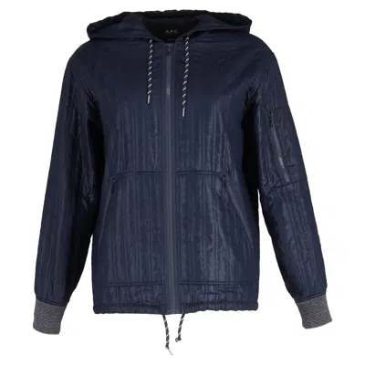 Apc A. P.c. Quilted Zipped Jacket In Navy Blue Polyester