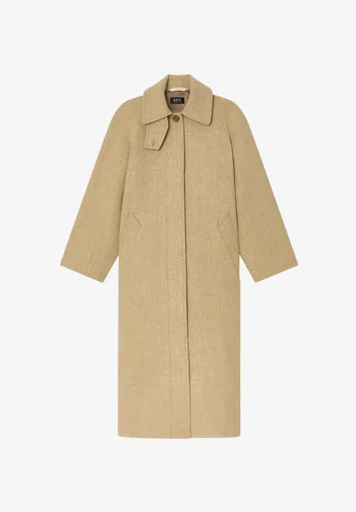A.p.c. A. P.c. Raglan Sleeve Coat 38 Beige In Brown