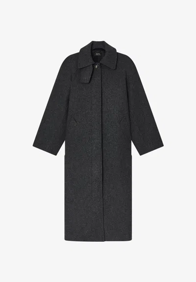 A.p.c. A. P.c. Raglan Sleeve Coat 42 Charcoal Grey In Black