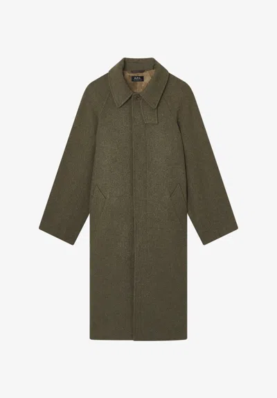 A.p.c. A. P.c. Raglan Sleeve Coat Xl Green