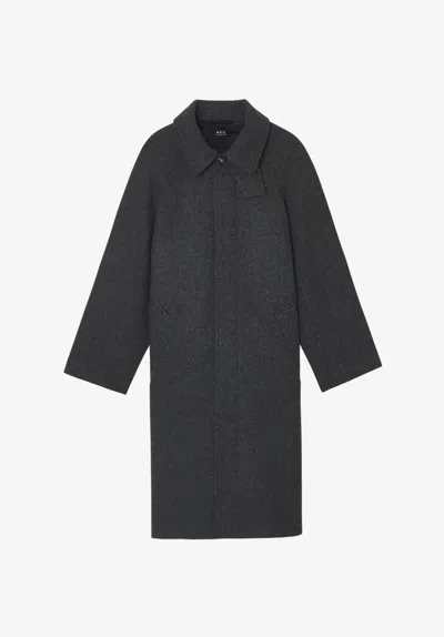 A.p.c. A. P.c. Raglan Sleeve Coat Xxl Charcoal Grey In Black