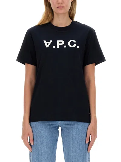 A.p.c. A. P.c. Regular Fit T-shirt In Classic Style In Blue