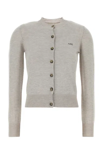 A.p.c. A. P.c. Rosa Melange Wool-blend Cardigan In Grey