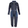 Apc A. P.c. Rosie Belted Denim Jumpsuit In Navy Blue Denim In Blue