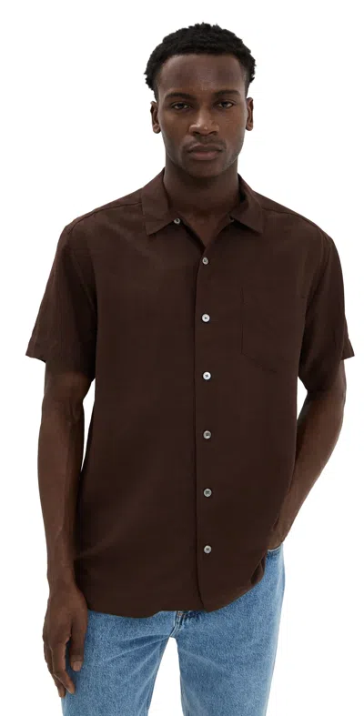 Apc A.p.c. Mens Brown Roy Linen-blend Shirt In Caa Brown