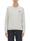 Apc A.p.c. Melange Light Grey Stretch Cotton Sweatshirt In Gray