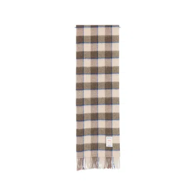 A.p.c. Check-pattern Fringed Scarf In Brown