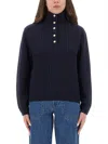 Apc A.p.c. Thea Wool Turtle Neck Sweater In Blue