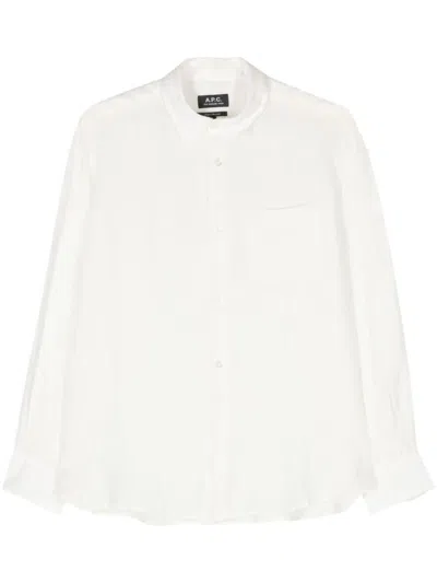 Apc Sela Shirt Button Chest Pocket In Aac Blanc