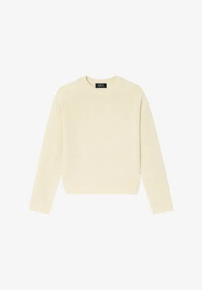 A.p.c. A. P.c. Short Crew Neck Sweater Xl Ecru In Multi