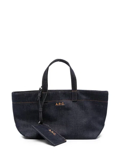 A.p.c. A. P.c. Shoulder Bag Small "le Drummer Toile" In Blue