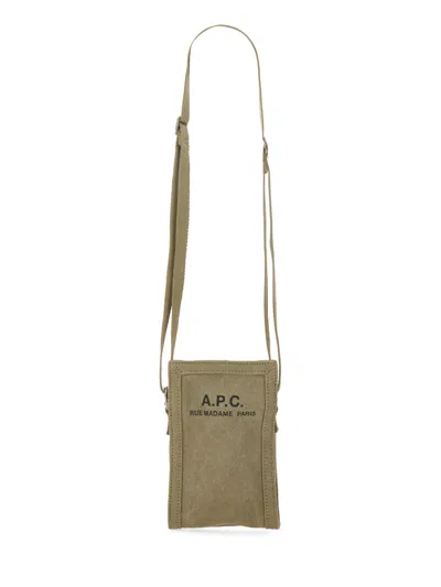 Apc Logo Print Mini Canvas Messenger Bag In Brown