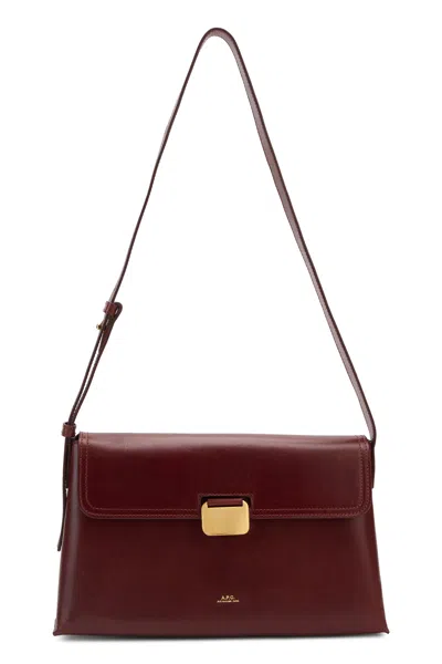 A.p.c. A. P.c. Simone Leather Mini Shoulder Handbag In Burgundy