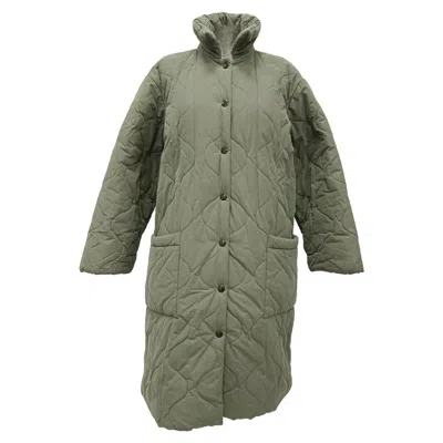 A.p.c. A. P.c. Single-breasted Quilted Coat In Green Cotton