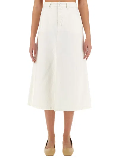 Apc A.p.c. Georgia Denim Midi Skirt In White