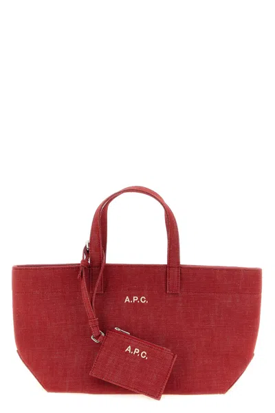 Apc A. P.c. Small 'le Drummer Toile' Shopping Bag In Red