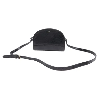 Pre-owned A.p.c. A. P.c. Snake-embossed Demi-lune Crossbody Bag In Black Leather