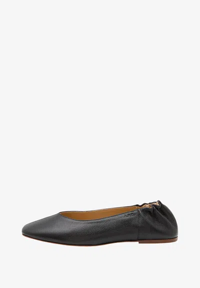 A.p.c. A. P.c. Square-toe Leather Ballet Flats Us 5 Black