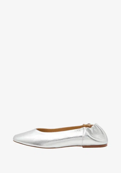 A.p.c. A. P.c. Square-toe Leather Ballet Flats Us 5 Silvertone