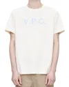 Apc White Oversized T-shirt With Vpc Print In Ecru/blue Ciel
