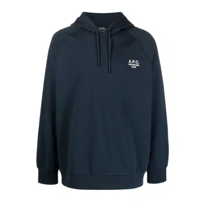 A.p.c. A. P.c. Standard Hoodie In Dark Navy Ecru
