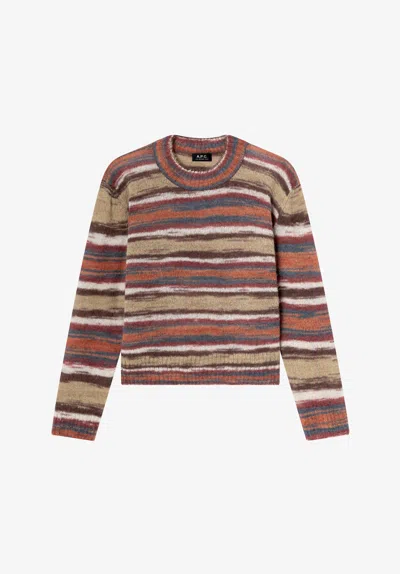 A.p.c. A. P.c. Striped Alpaca Sweater Xs Brown In Multi