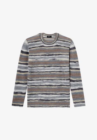 A.p.c. A. P.c. Striped Alpaca Sweater Xs Grey In Gray