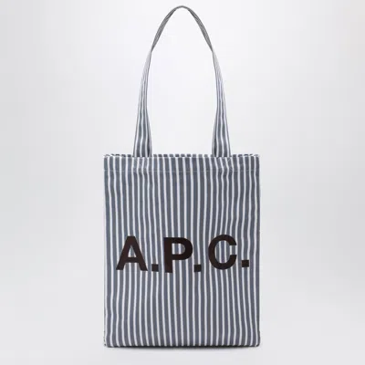 A.p.c. A. P.c. Striped Cotton Tote Bag With Long Handles In Blue