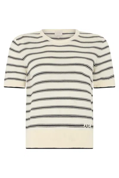 A.p.c. A. P.c. Striped Cotton T-shirt In Animal Print