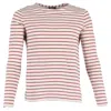 Apc A. P.c Striped Crewneck Long Sleeve T-shirt In Red Cotton In Red