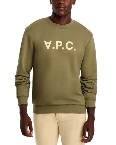 Apc A. P.c. Sweat Standard Grand Logo Sweater In Tjg Kaki/ecru