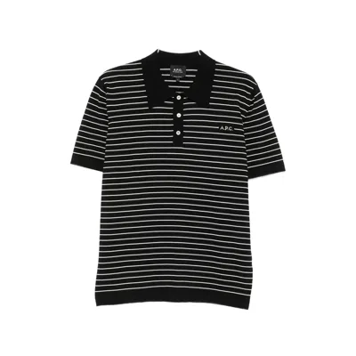A.p.c. Striped Short-sleeve Polo Shirt In Animal Print