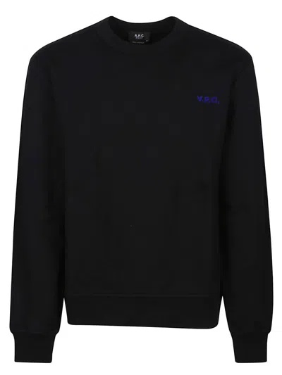 Apc A.p.c. Logo Printed Crewneck Sweatshirt In Black