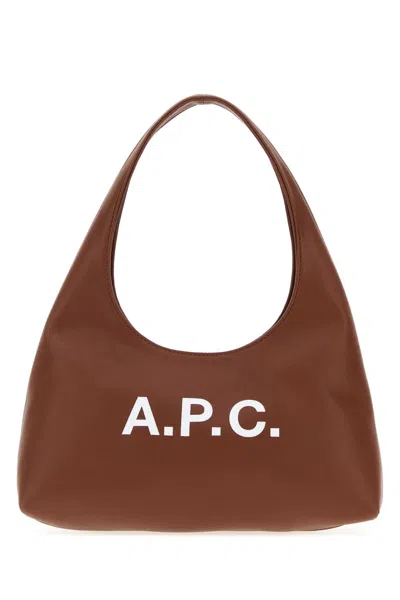 A.p.c. A. P.c. Synthetic Leather Mini Ninon Shoulder Handbag In Brown