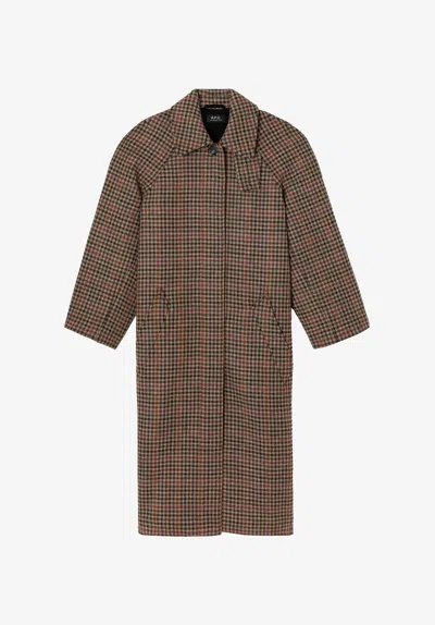 A.p.c. A. P.c. Tartan Coat 40 Chestnut Brown