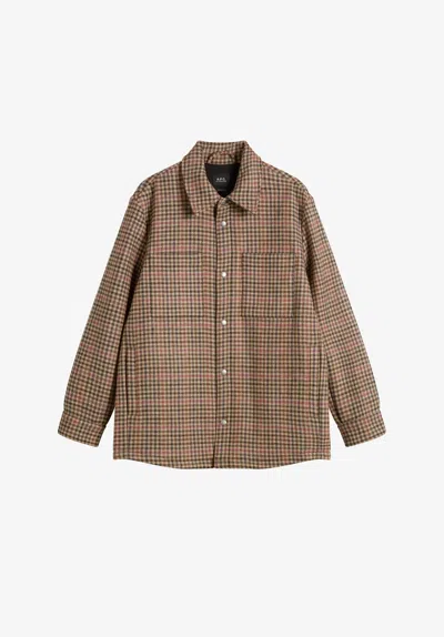 A.p.c. A. P.c. Tartan Wool Jacket L Chestnut Brown In Neutral