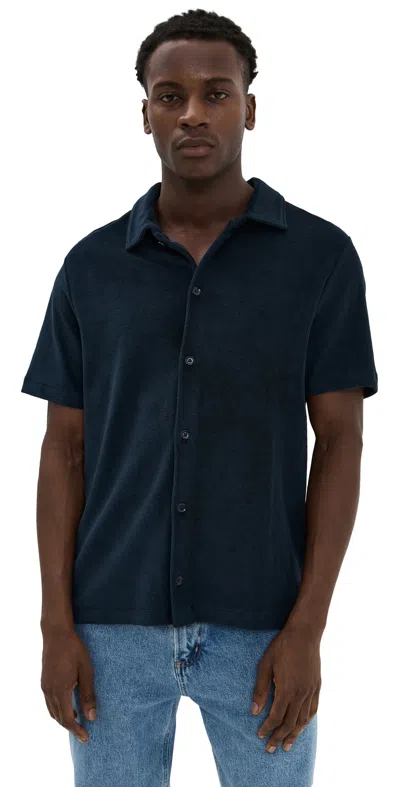 Apc A. P.c. Terry Button Down Iak Dark Navy