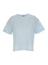 Apc A.p.c. Light-blue Round Neck T-shirt With Printed Logo In Cotton Woman In Blue