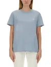Apc A.p.c. Logo Printed Crewneck T-shirt In Blue
