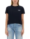 Apc Logo-embroidered Cotton T-shirt In Blue