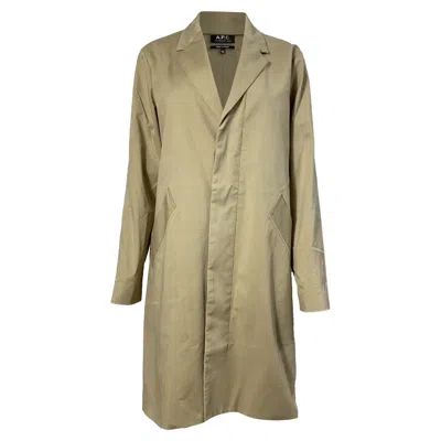 Apc A. P.c. Trench Coat In Beige Cotton In Green