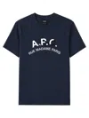 A.p.c. Cotton Crew Neck Short Sleeve T-shirt In Blue