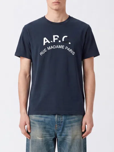 A.p.c. A. P.c. T-shirt Men Color Marine In Blue